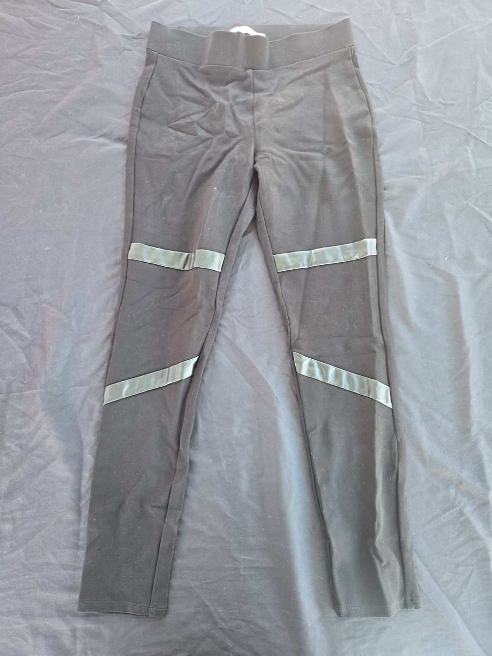 Ci Sono Black Leggings with Satin Trim